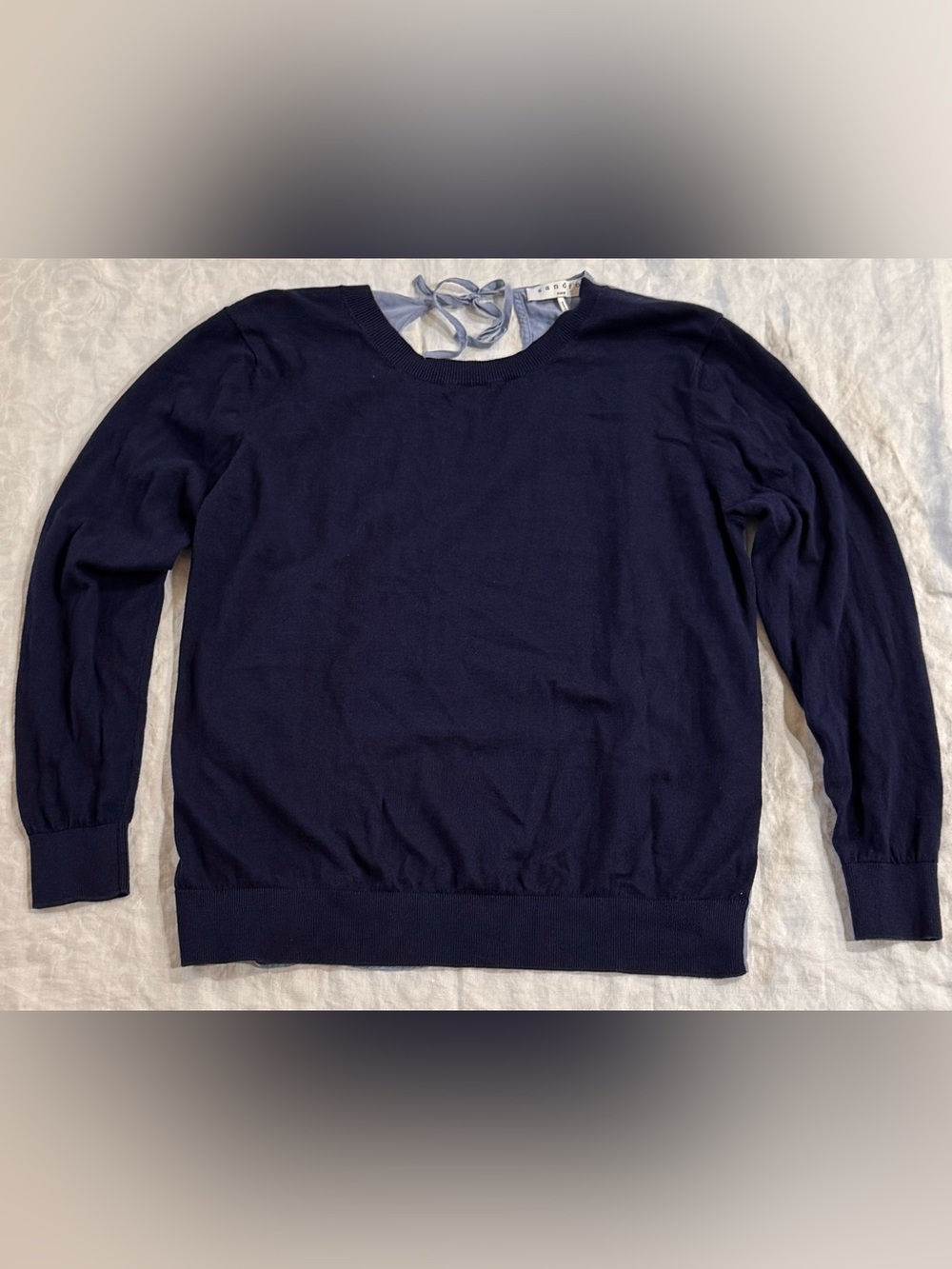 Sandro Paris Silk Cashmere Blend Open Tie Back Sweater 2 M